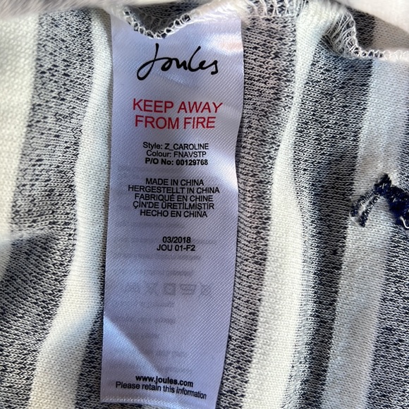 Joules striped zip-up top, size 6 US - Picture 8 of 9